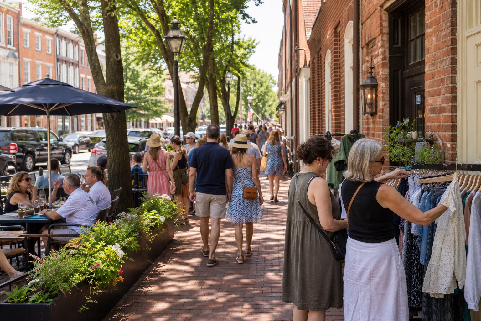 AI-generated editorial image of Alexandria Restaurant Week and the Old Town Sidewalk Sale