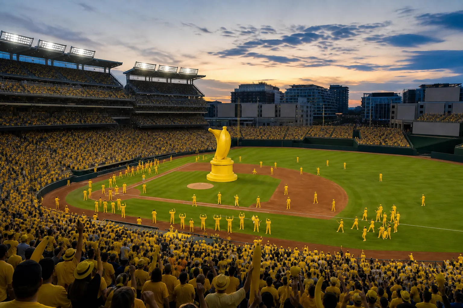 AI-generated editorial concept of the 2026 Banana Bowl championship at Nationals Park in Washington DC