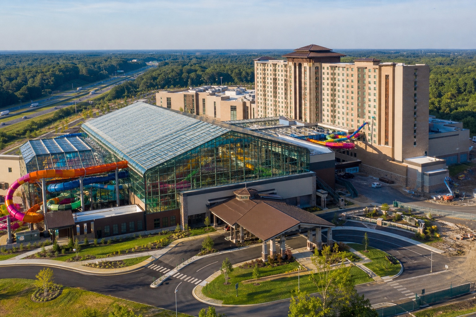 AI-generated editorial concept of the nearly completed Kalahari-style resort and indoor waterpark in Spotsylvania County, Virginia