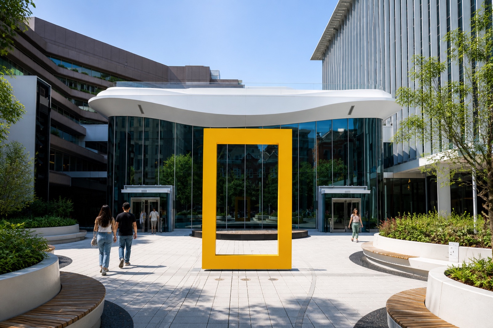 AI-generated editorial image of the National Geographic Museum of Exploration entrance in Washington, DC