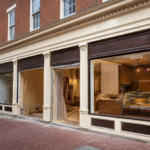 Historic King Street storefront in Old Town Alexandria being prepared for a new café