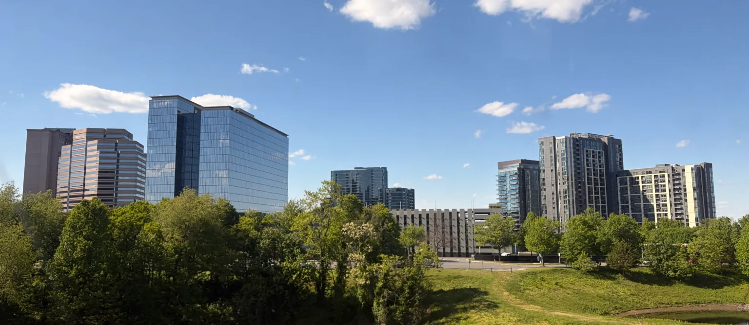 Tysons Virginia skyline near The Mile where a five-acre Signature Park is proposed