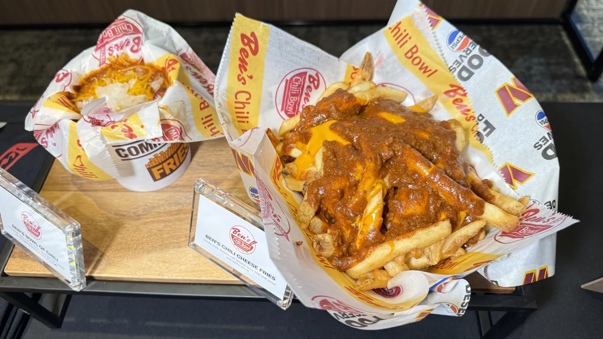 Ben’s Chili Bowl chili cheese fries and a bowl of chili at Northwest Stadium